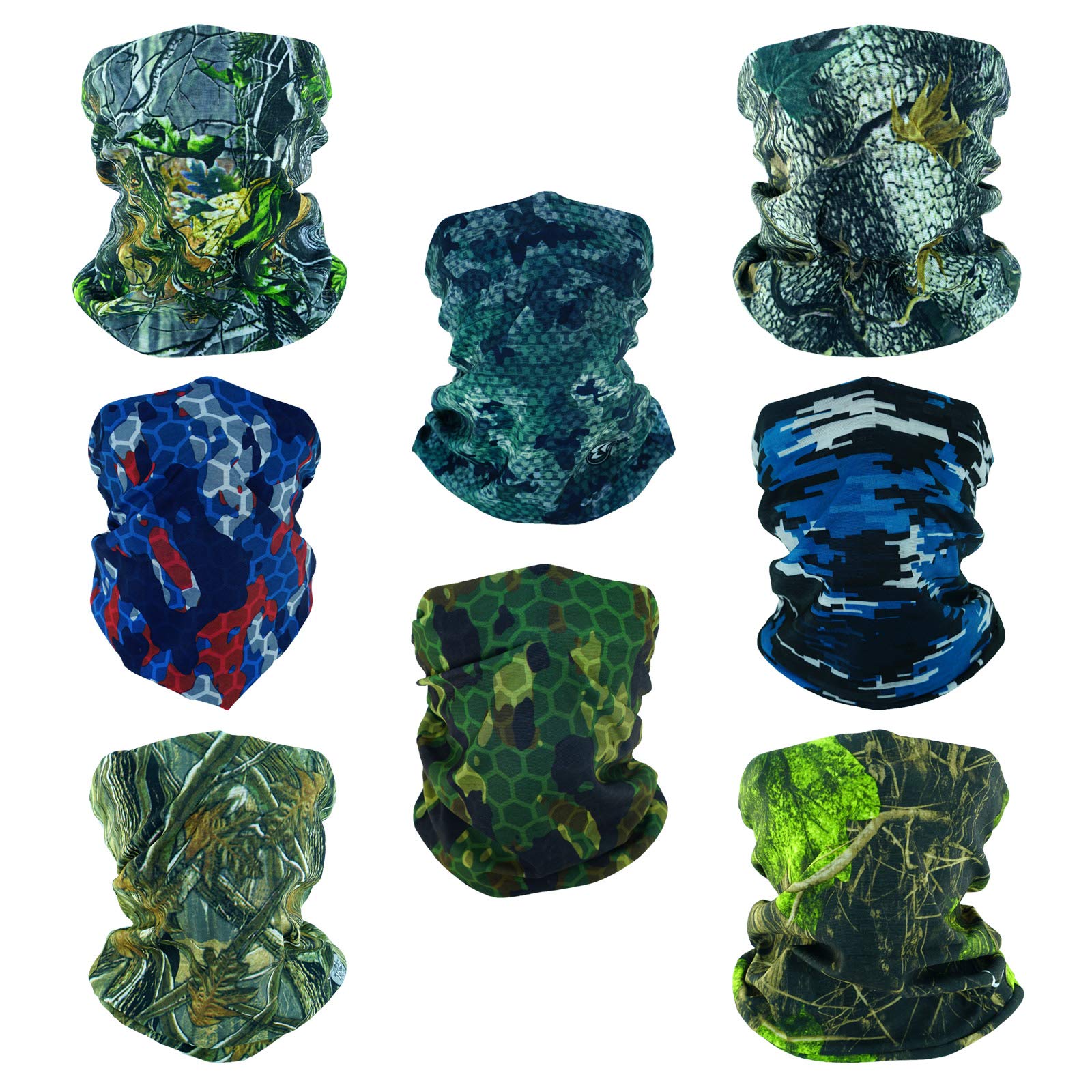 SMEHCF 8 Camo Headband Bandana Balaclava Half Face Mask Shield Head Hair Scarf Neck Gaiter Hat Multipurpose For WoMen Men Breathable Reusable Washable Brown Blue Green Black Digital Forest