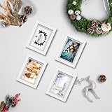 EGOFINE 7x5 Photo Frames Set of 3 White Solid Wood 4x6 Matting view 4