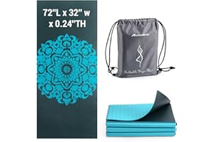 Avoalre Foldable Yoga Mat High Density 6mm/5mm Thick - Non-Slip Exercise Mat for Pilates, Eco-Friendly Large Print Fitness Mat with Carrying Bag for Women/Men Home Workout & Travel
