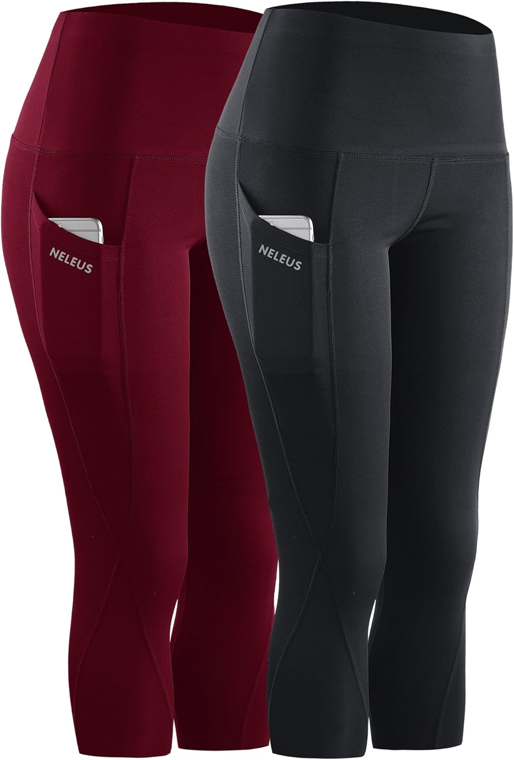 Neleus Women's Tummy Control High Waist Capri Leggings Yoga Pants with Pockets at  Women’s Clothing store