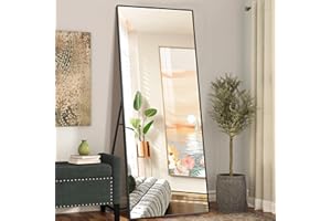 COFENY Full Length Mirror, Rectangle Mirror Full Length Black Floor Wall Mirror Standing, Leaning or Hanging, Rectangular Ful