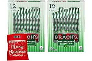 NOSH PACK Wintergreen Candy Canes Christmas Candy, 24 Individually Wrapped Bulk Candy Cane, Holiday and Christmas Stocking Stuffers, with Merry Christmas Bag