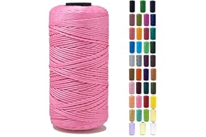 Tsuisho 1.5mm x 219 Yards Polyester String Cord for Knitting and Crochet, 100% Polypropylene Macrame Cord for Hats, Bags, Purses, Shoes, Plant Hangers, DIY Crafts - Rose Pink