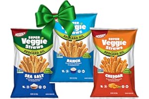 JACKSON'S Jackson’s Super Veggie Straws™ Variety Pack (5 oz, Pack of 6) – Ranch, Cheddar, Sea Salt – Gluten Free, Made with Premium Avocado Oil, Veggie Chips, Snack Variety Pack, Veggie Straws Individual Bags