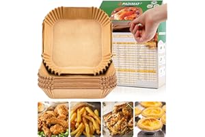 PADIMAT Disposable Paper Liners, 120 Pcs Square Airfryer Parchment Cooking Non-Stick Liner Accessories, Microwave Oven, Frying Pan, Oil-proof Air Fryers Filters Sheet for 2 3 4 4.5 Qt Baking Basket