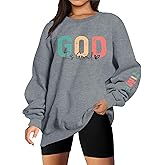God is Good Sweatshirt Christian Shirts for Women Oversized Jesus Religious Pullover Bible Verse Inspirational Tops
