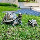 Brilliant Prospect 2 Pcs Outdoor Garden Turtle Statue, Cute Turtle Statue with Baby for Garden, Patio, Lawn, Outdoor Patio and Deck Decorations, Unique Housewarming Gifts