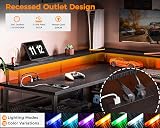 ODK L Shaped Gaming Desk with LED Lights & Power Outlets 168x120cm view 4