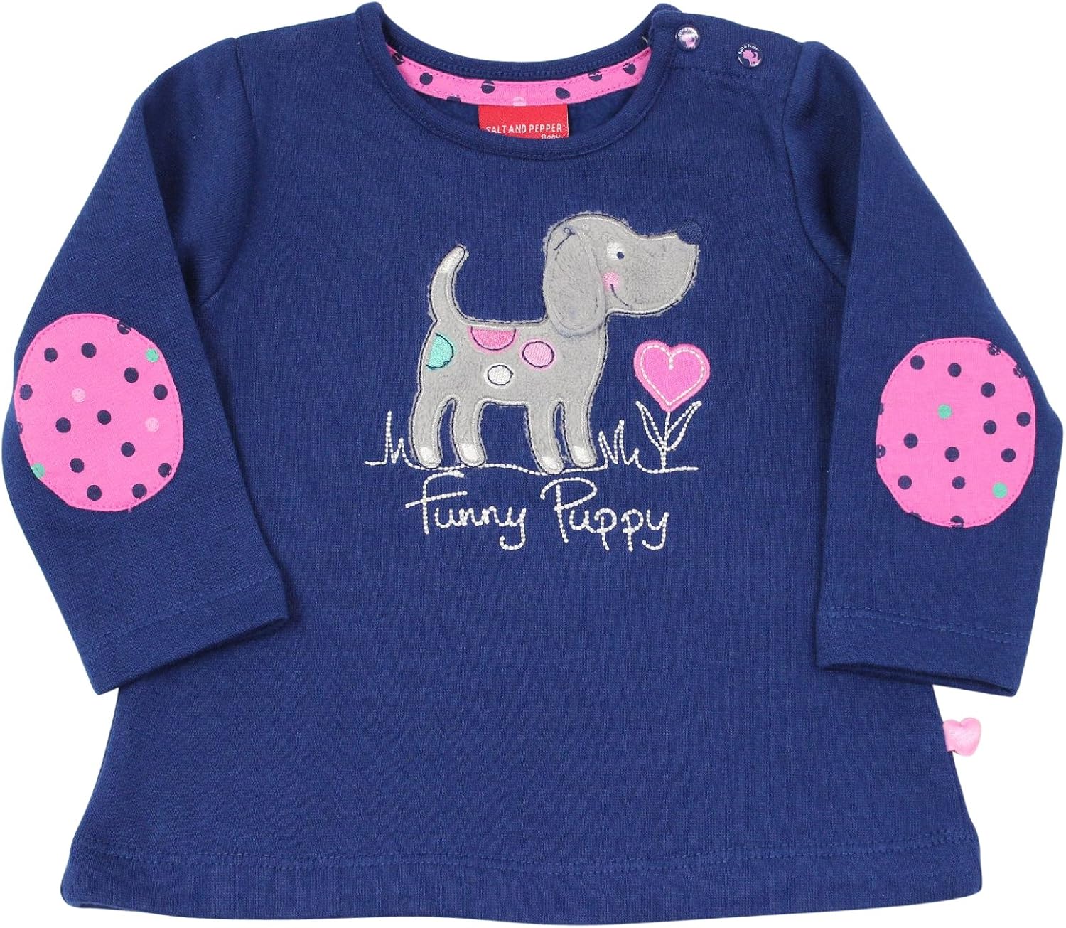 SALT AND PEPPER Baby Mädchen Sweater Pullover Hunde Motiv. blau