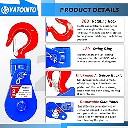 YATOINTO 2 ton Snatch Block with Hook, 3" Sheave