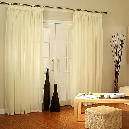 Pale Cream Voile Curtain Window Panel Opaque Semi Sheer Ideal
