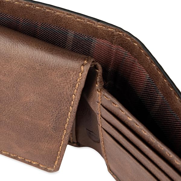 COLUMBIA MENS RFID SLIM BIFOLD WALLET WITH ID WINDOW DARK TAN