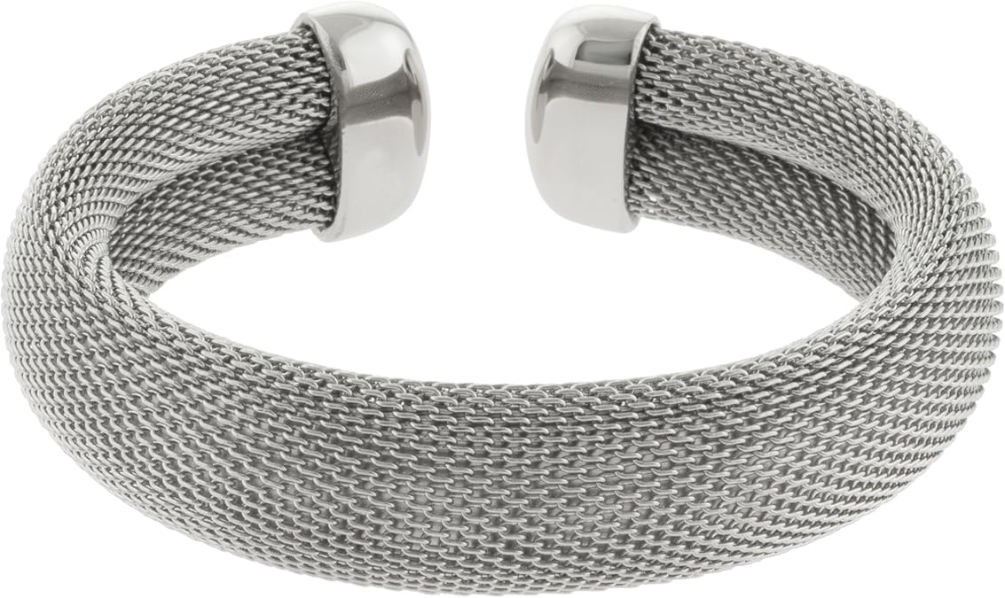 Women's Sterling Silver Over Stainless Steel Mesh Cuff