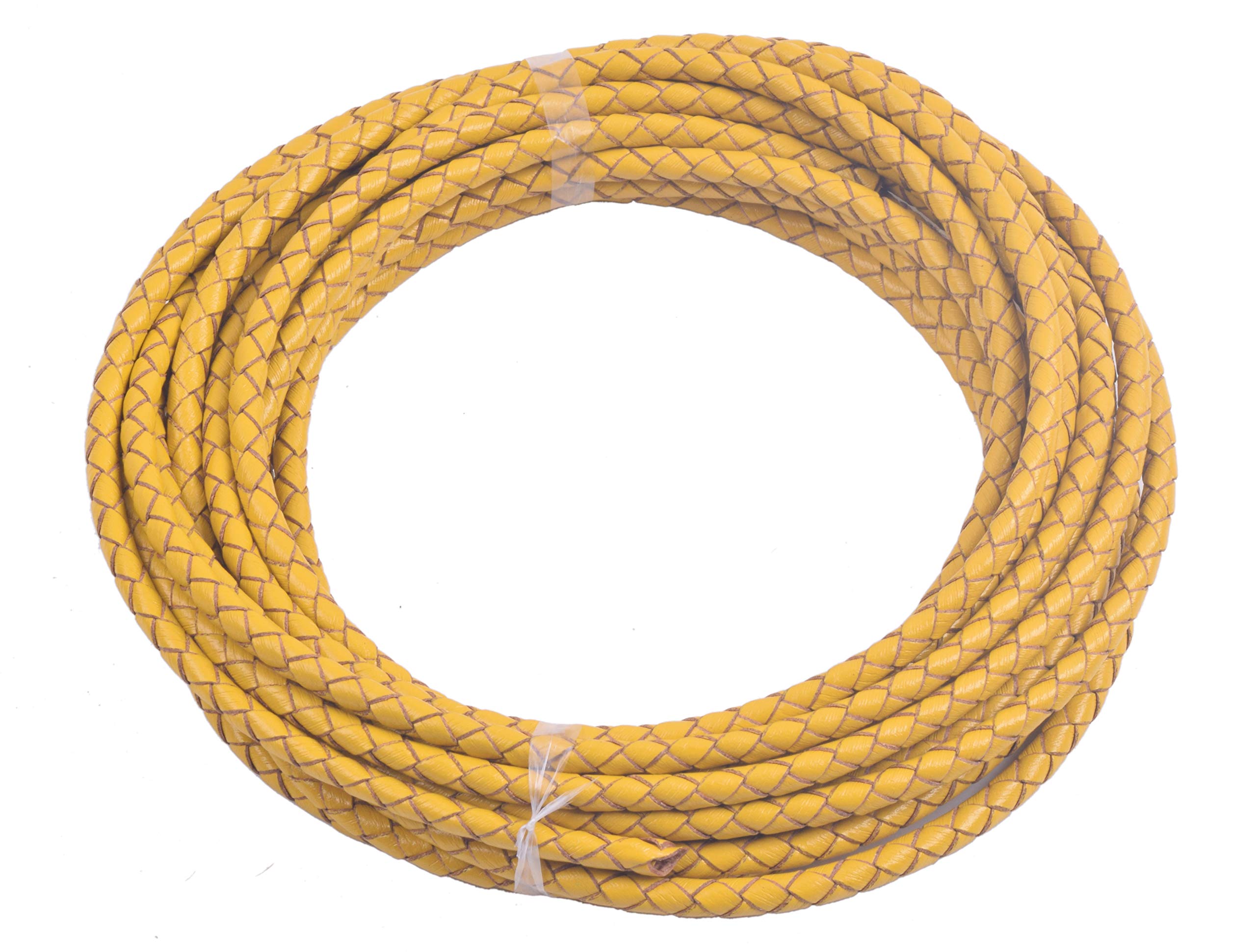 KONMAY 1.8Meters 4.0mm Yellow Genuine Braided Leather Bolo Tie Cording…