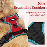 rabbitgoo Dog Harness Medium No Pull Front Back Reflective Adjustable Red Teal view 3