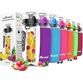 willceal Fruit Infuser Water Bottle 32oz- Durable, Large - BPA Free Tritan, Flip Lid, Leak Proof Design - Sports, Camping