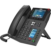 Fanvil X5U High-End VoIP Phone, 3.5-Inch Color Display, 2.4-Inch Side Color Display for DSS Keys. 16 SIP Lines, Dual-Port Gigabit Ethernet, Power Adapter Not Included