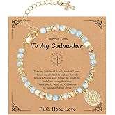 Women's Gold Virgin Mary Bracelet - 14K Gold Plated Religious Cross Bracelet,Dainty Golden Catholic Virgen De Guadalupe Cross Beaded Jewelry,Faith Confirmation Baptism First Communion Gifts for Women