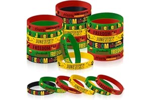 CINROBIYE 30 Pieces Happy Juneteenth Day Party Favors Juneteenth Silicone Bracelets Black Freedom Day Silicone Wristbands African Afro American Festival Party Supplies Black American Celebration Accessories