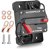 RED WOLF 100A Amp Circuit Breaker W/6 Gauge Battery Ring Terminal Connector Manual Reset Switcher for Boat Trolling Motor Mar