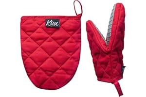 KISX Oven Mitts Heat Resistant – (Red Color) Mini Oven Mitts, Silicone Gloves Heat Resistant, Kitchen Gloves for Cooking, Silicone Oven Mitts & Pot Holders Sets, Kitchen Pot Holders & Oven Mitts Sets