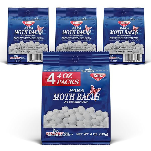 ENOZ PARA MOTH BALLS, KILLS CLOTHES MOTHS AND CARPET BEETLES, NO CLINGING ODOR,