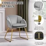 Yaheetech Velvet Tub Chair Modern Accent Armchair with Gold Leg Grey view 6