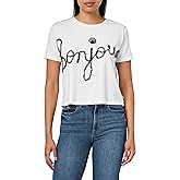 Karl Lagerfeld Womens Short Sleeve Crew Neck Bonjour Motif T-Shirt