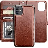 Bocasal for iPhone 11 Wallet Case with Card Holder PU Leather Magnetic Detachable Kickstand Shockproof Wrist Strap Removable Flip Cover for iPhone 11 6.1 inch (Brown)