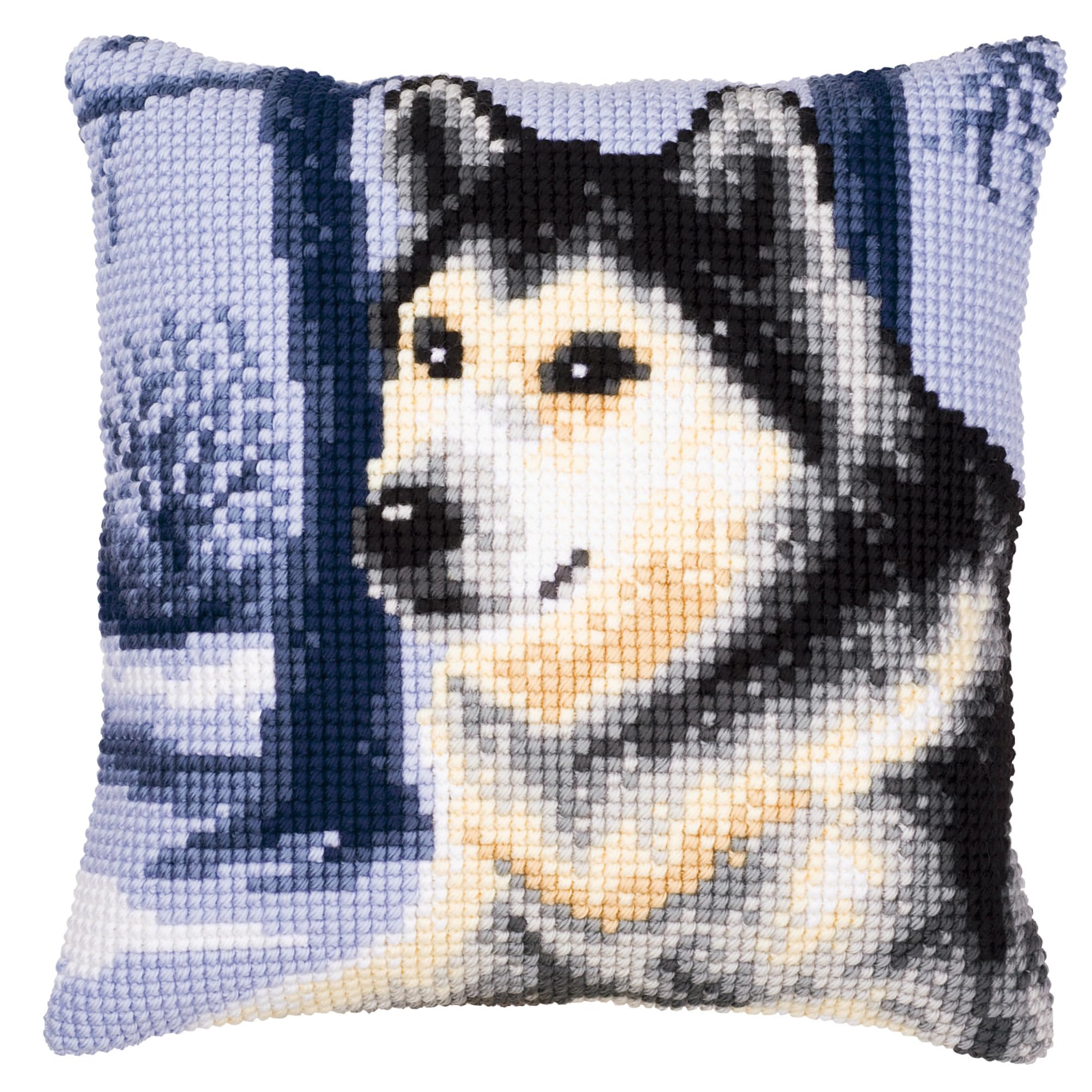 Vervaco 1200977 Wolf Cross Stitch Cushion, Multi-Colour