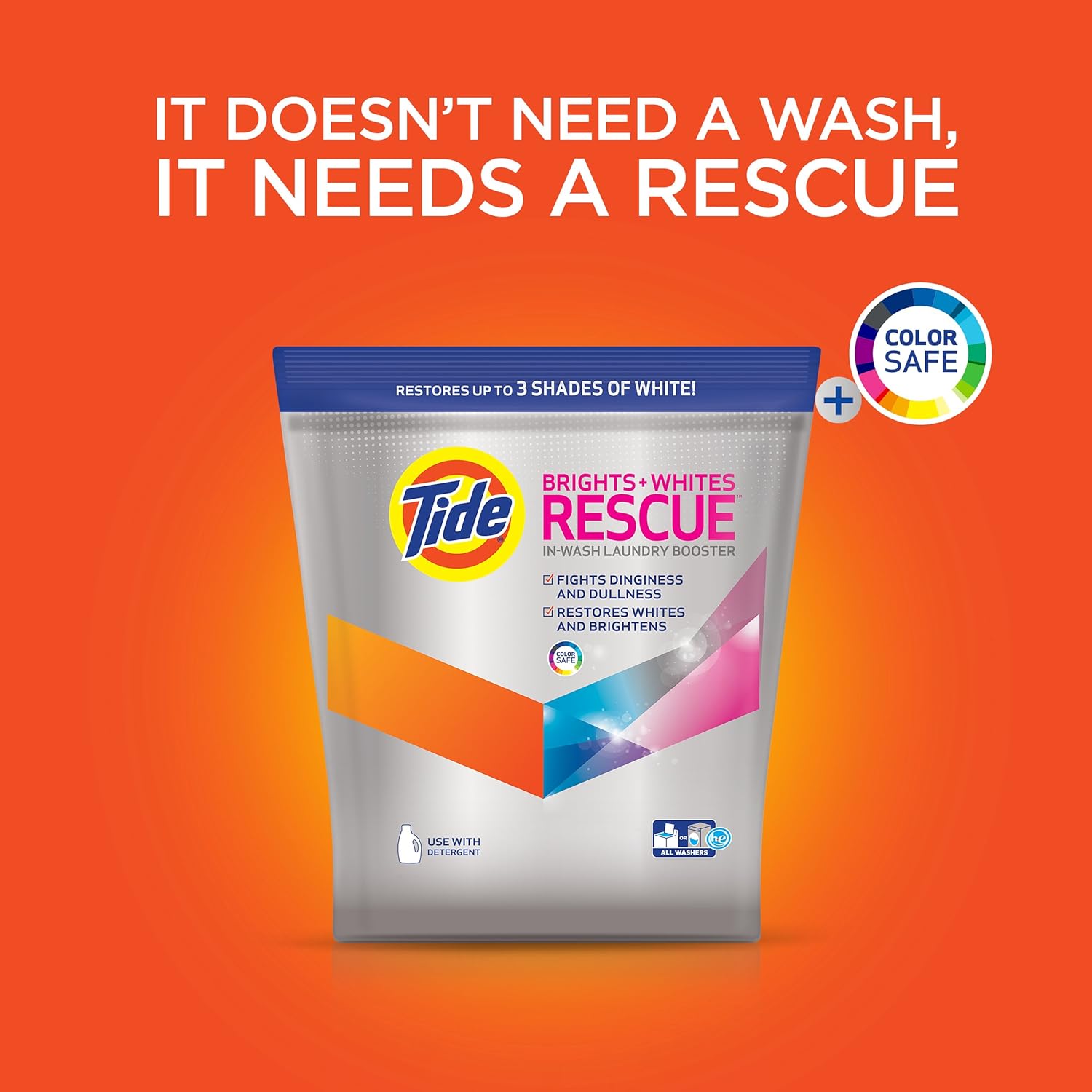 Tide Bright + Whites Rescue In-wash Laundry Booster Pacs, 27Count (Packaging May Vary): Health & Personal Care