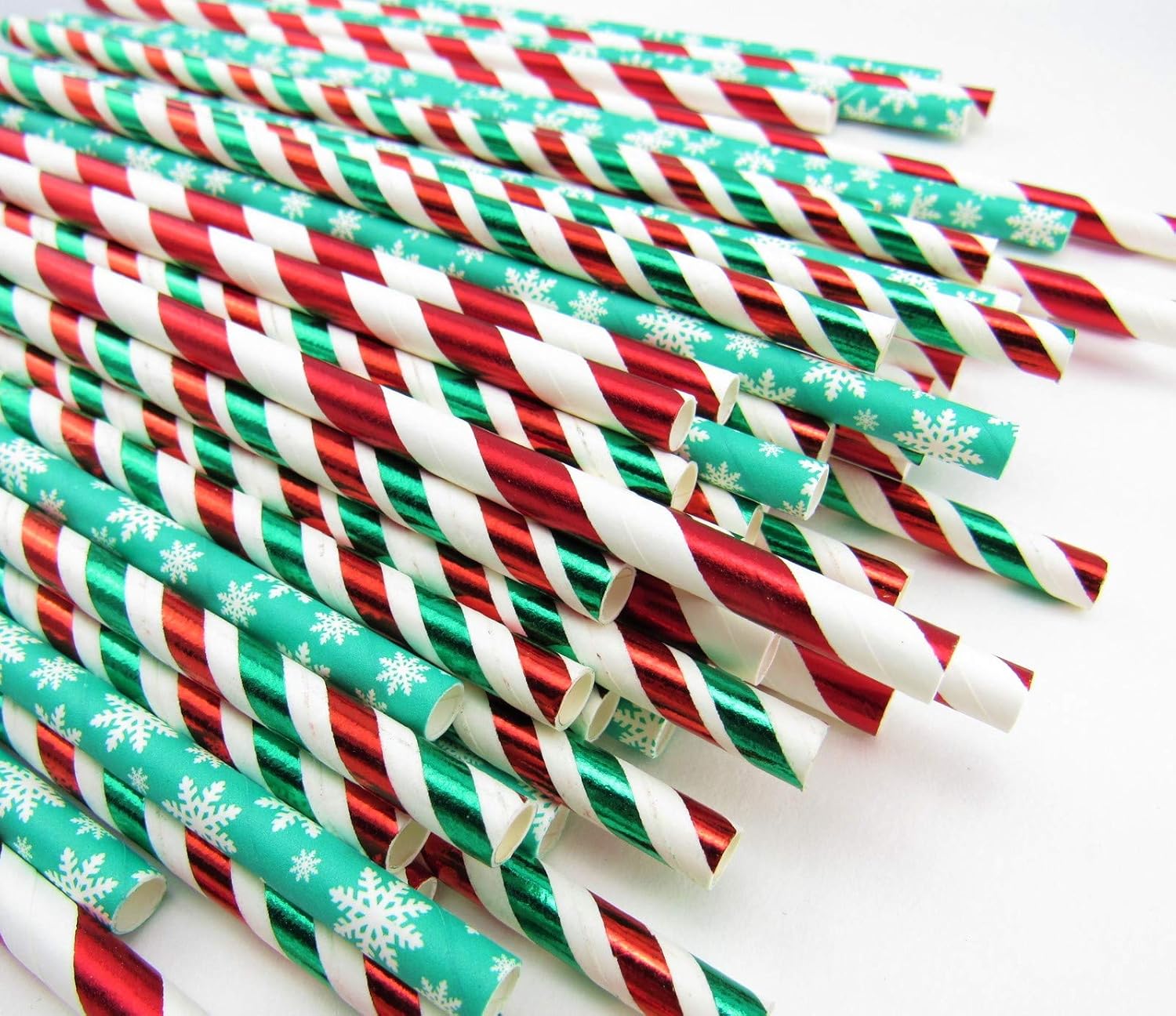 Christmas Paper Straws for Drinking (Pack of 75) Snowflakes
