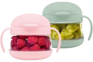 Ubbi Tweat Snack Container for Kids & Toddlers, Sage Green & Blush Pink | Tritan Spill-Proof Snack Cups, BPA-Free, On-the-Go Toddler Essentials, Portable Travel Food Storage