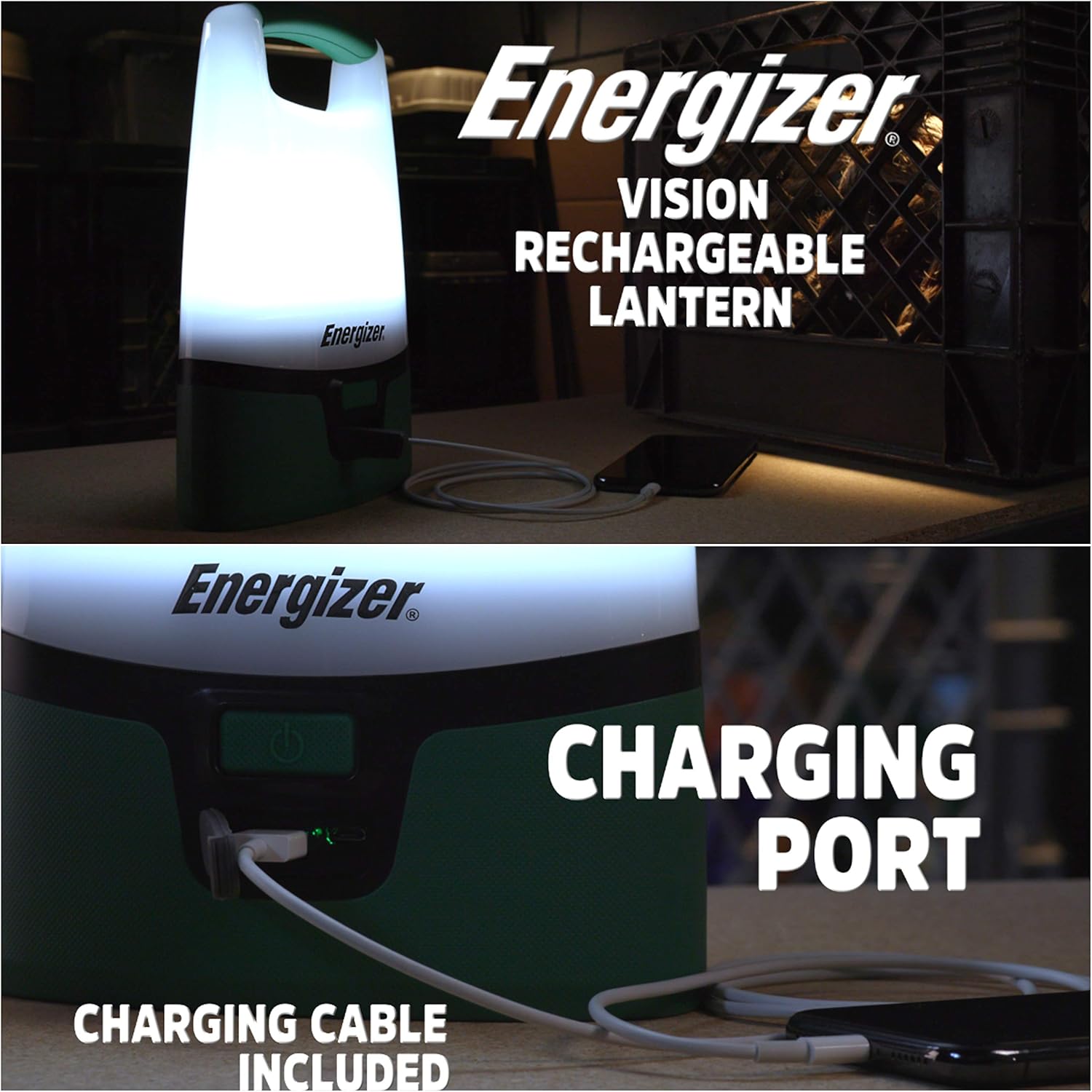 Energizer ENALUR7 Rechargeable Area Light Flashlight, 12" x 2.9" x 6.9", Green: Home Improvement