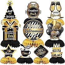 KASKANA Retirement Decorations - Retirement Banner - Happy Retirement Banner And Decorations - 180 X 40cm (Black And Gold