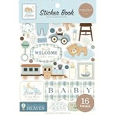 Echo Park Paper Co. Little Lullabies Baby Boy Sticker Book - 16 Pages, 4.5" x 9.5", Thick Stickers for Cardmaking and Crafting