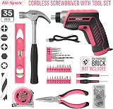 Hi-Spec 35pc Pink Tool Kit 3.6V USB Cordless Electric Screwdriver Women DIY view 2