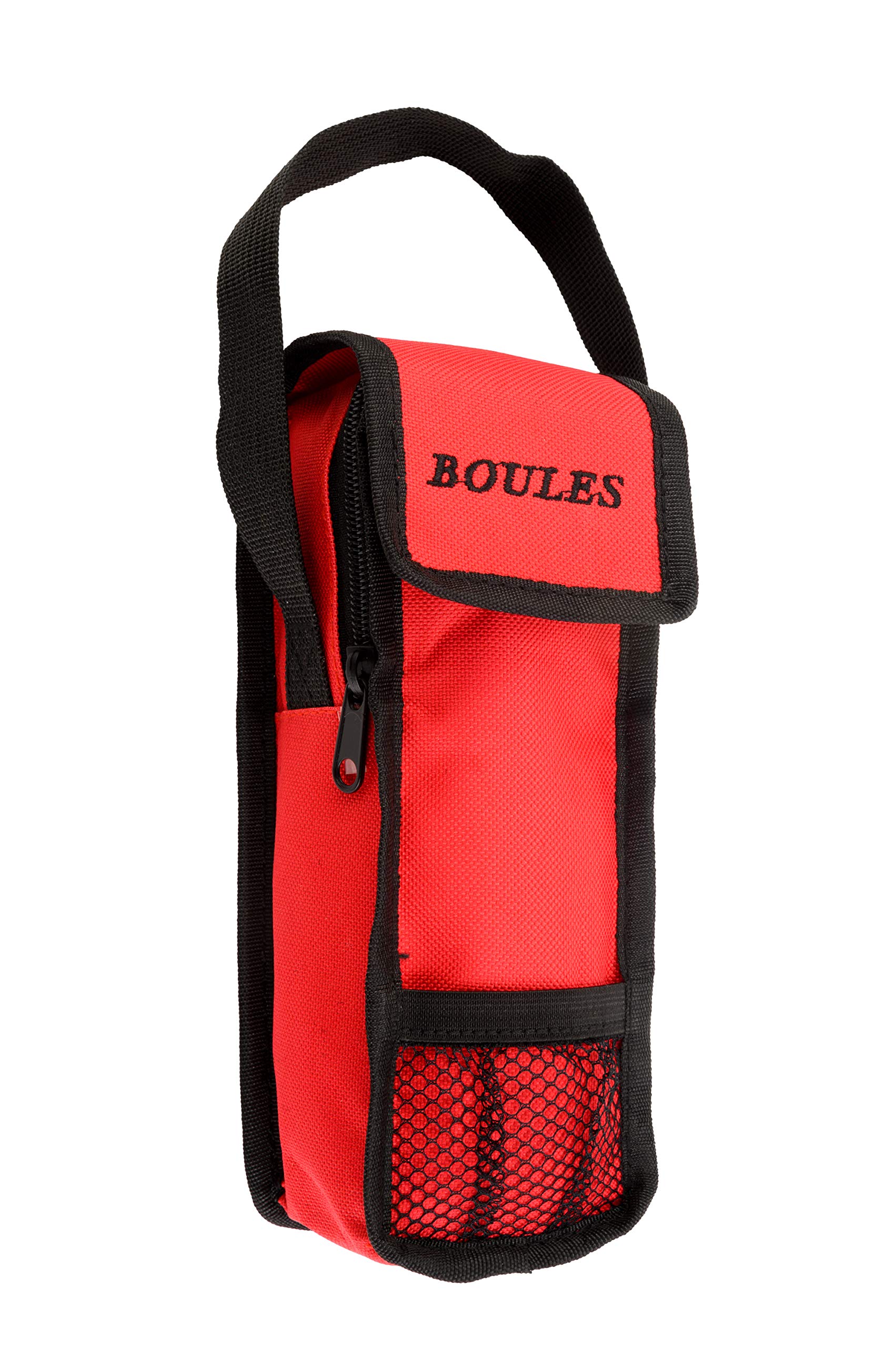 Engelhart - bag for 3 boules game - This boule bag with handle Opening at the top - Opens and closes with zipper and Scratch - Size; 23 x 8.5 x 3.5 cm (Red)