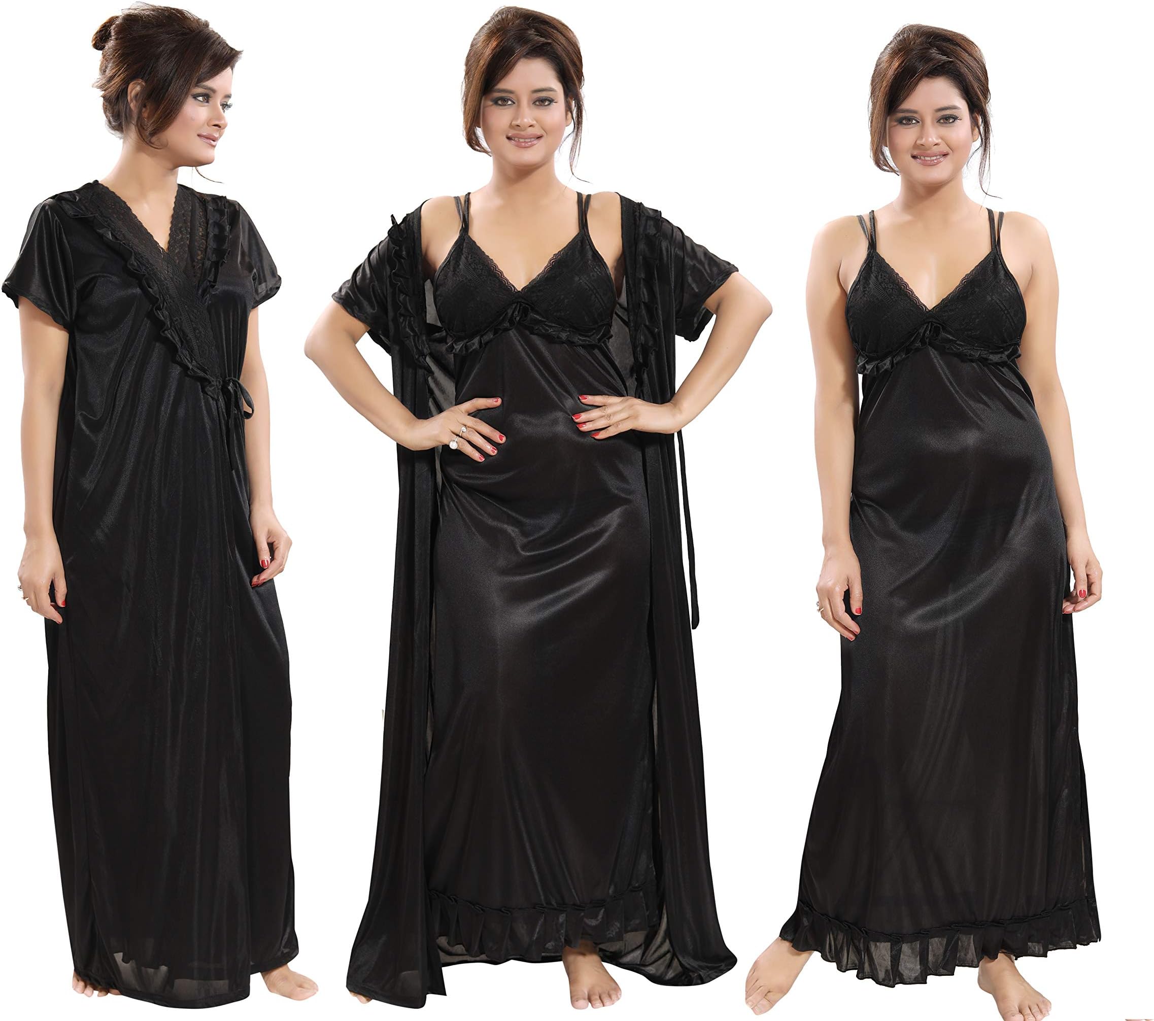 TUCUTE Women's 2pcs Nighty/Nightdress/Nightwear (Gown & Robe) Size : XL Bra Style