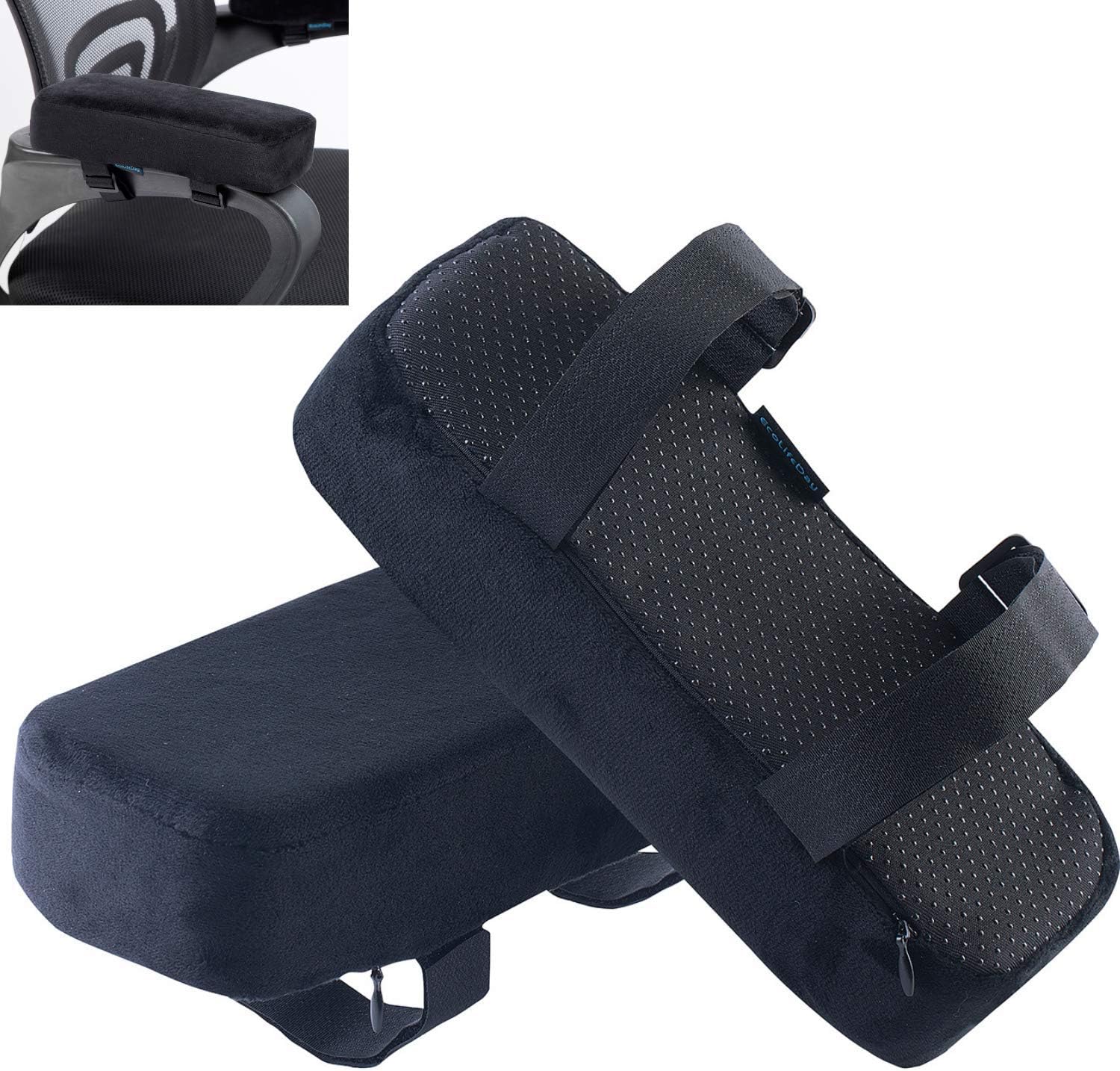 EcoLifeDay Extra Thick Chair armrest Cushions Elbow Pillow Pressure Relief Office Chair Gaming Chair armrest with Memory Foam armrest Pads 2-Piece Set of Chair : Office Products