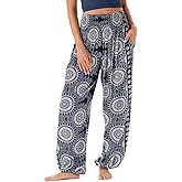 Lotus and Luna Women's Harem Pants Thai Pants for Beach & Lounge High Waisted Flowy Boho Pants Genie Pants Yoga Pants