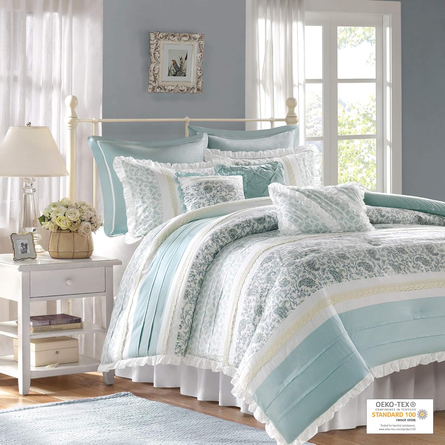 Madison Park Dawn 9 Piece Comfroter Set-Blue-King [Misc: Home & Kitchen