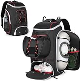 Smasrob Football Backpack, Football Equipment Bag with External Ball Holder | Insulated Pocket, Fence Hooks, for Youth and Adult
