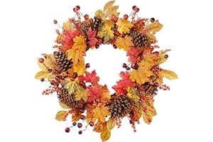 DDHS 24” Fall Wreaths for Front Door Outside, Artificial Fall Door Wreath for Wall Window Wedding Party Decor Indoor Outdoor, Autumn Wreath for Home Halloween Thanksgiving Decorations