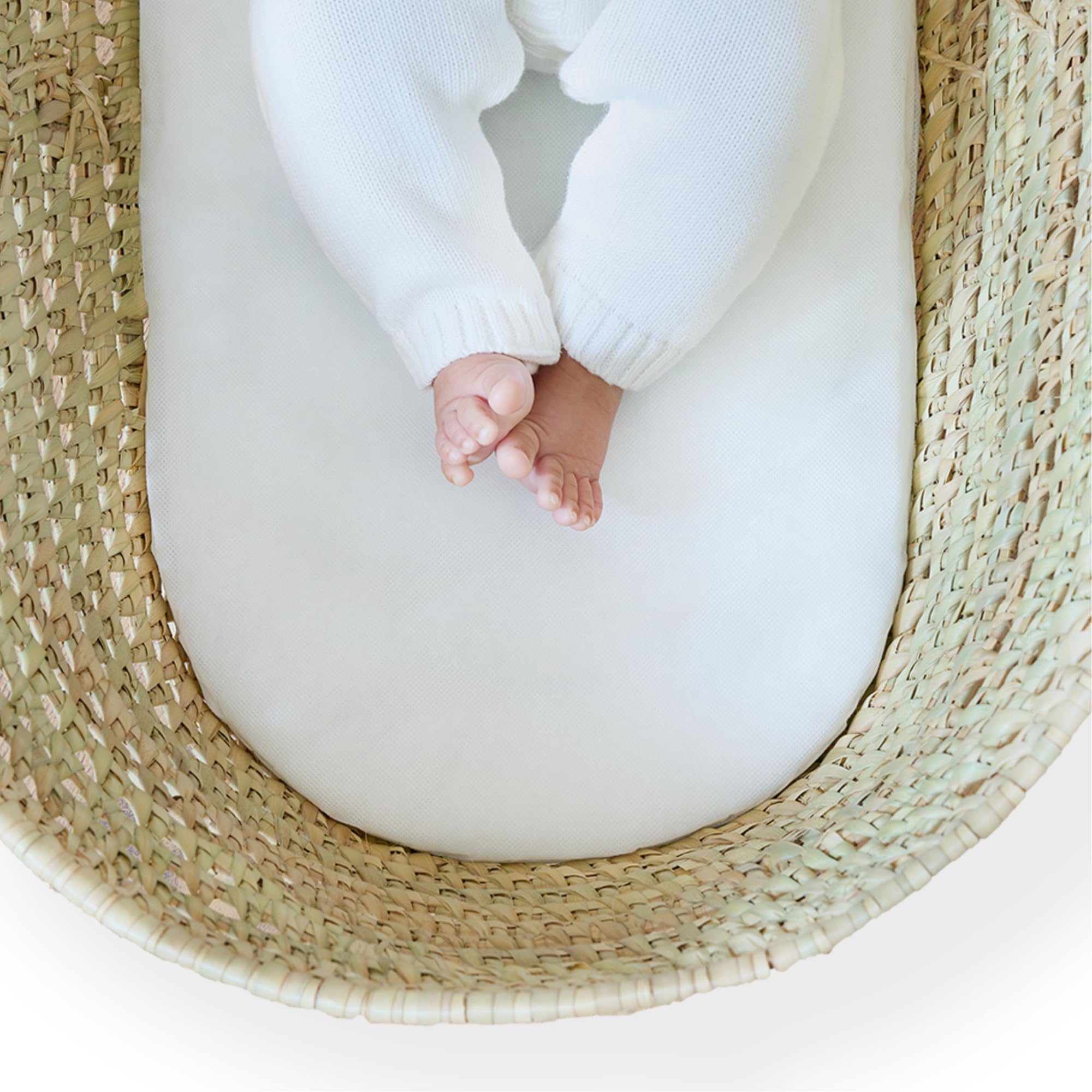 Clair de Lune Moses Basket Fibre Mattress, Hypo-Allergenic Baby Bassinet Mattresses (Palm Basket 74 x 28 cm)