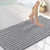 Smiry Bathroom Rugs Mat 47x24, Extra Soft Absorbent Chenille Bath Rugs, Non Slip Rubber Backing Machine Washable Quick Dry Bath Mats for Bathroom Floor, Tub, Shower, Home Decor Accessories, Grey