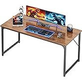 PRAISUN 55 X 24 Inch Computer Desk with Deeper Desktop, Gaming Office Writing Work Desk for Home Office, Study, Bedroom, Work from Home, Metal Frame, Rustic Brown