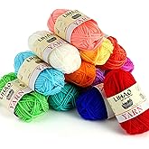 LIHAO 12 Skeins Crochet Yarn 100% Acrylic Yarn Skeins Set Multicolored Knitting Yarn - Crochet Starter Kit for Beginners