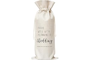 WWONGXIANB Pairs Well With Planning A Wedding Wine Bag, Gift for Wedding Ceremony, Engagement，Burlap Bag – 1 Pc(EES 011)