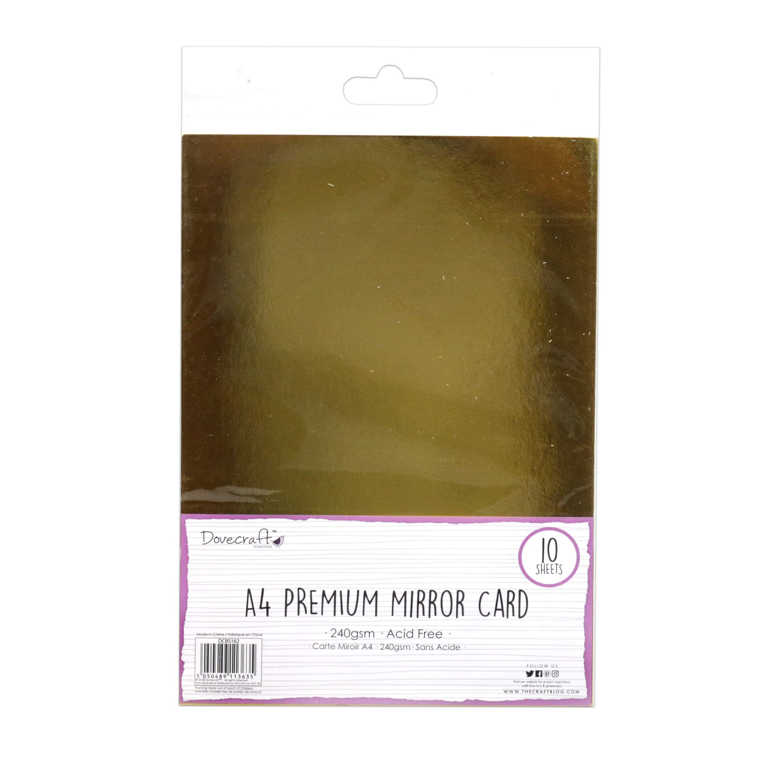 Dovecraft DCBS162 Essentials A4 Mirror Card-Gold, Multi Colour, 1